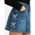 thumbnail image 2 of Madden NYC Women's Embroidered Bow Denim Skirt, Sizes XXS-XXL, 2 of 5