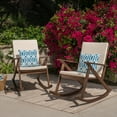 thumbnail image 6 of GDF Studio Ridgewood Outdoor Acacia Wood Rocking Chairs with Cushion, Set of 2, Teak and Cream, 6 of 11