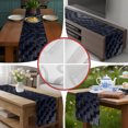 thumbnail image 6 of Blue Black Cubes Short Table Runner 36 Inches Long, Modern Geometric Abstract Art Cotton Linen Table Runners Dresser Scarves, Fabric Tabletop Scarf Furniture Cover for Home Dinner Party Decor 13"x36", 6 of 9