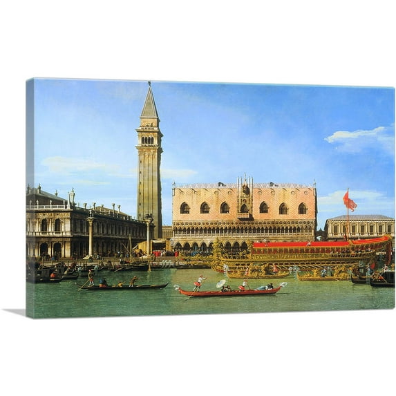 ARTCANVAS The Bucintoro at the Molo on Ascension Day 1745 Canvas Art Print by Canaletto - Size: 60" x 40" (0.75" Deep) (3-Piece)