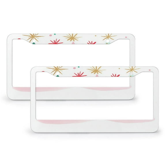 2 Pieces Cute Christmas Trees Decorated with Colorful Lights And Stars License Plate Frame Merry Christmas Holiday Funny License Plates Metal 2 Holes Fits All Car