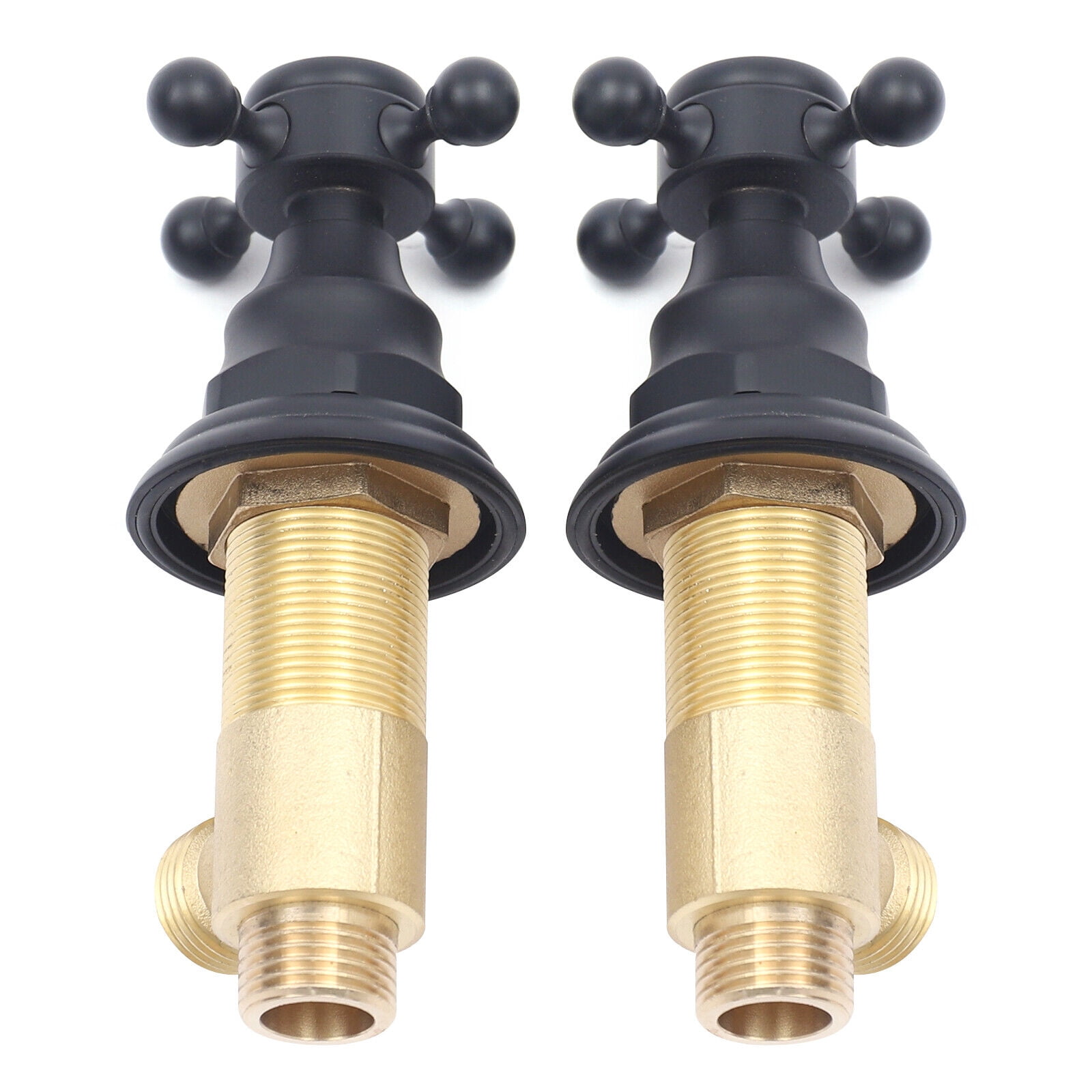 Wall Mount 8" Black Rain Shower Head 2 Handles Cold & Hot Faucet Mixer Tap Set