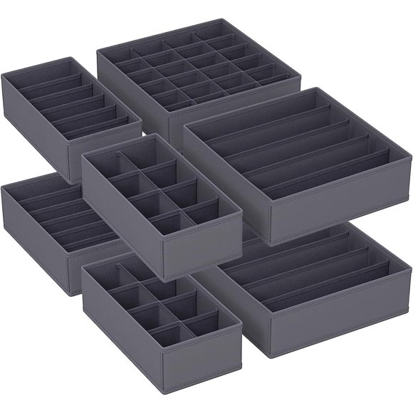 Timotech Paquete de 8 Organizadores para Separar la Ropa interior, Organizadores de Cajones con 64 celdas, Organizadores de Tela Plegables para el armario, Cajas de almacenamiento para guardar Ropa