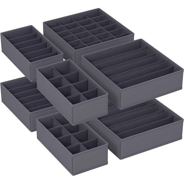 Timotech Paquete de 8 Organizadores para Separar la Ropa interior, Organizadores de Cajones con 64 celdas, Organizadores de Tela Plegables para el armario, Cajas de almacenamiento para guardar Ropa