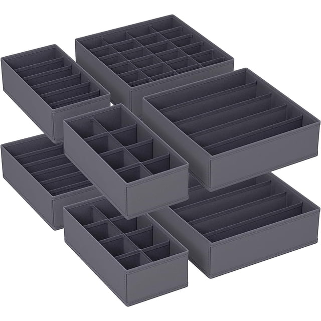 Timotech Paquete de 8 Organizadores para Separar la Ropa interior, Organizadores de Cajones con 64 celdas, Organizadores de Tela Plegables para el armario, Cajas de almacenamiento para guardar Ropa