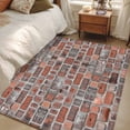 thumbnail image 4 of Area Rug for Living Room, Red Brick Wall Non-Slip Indoor Large Carpet for Bedroom/Dining Room, Vintage Farmhouse Stone Rocks Geometric Print Washable Low-Profile Floor Mat Runner Rugs - 3 x 5 Ft, 4 of 8