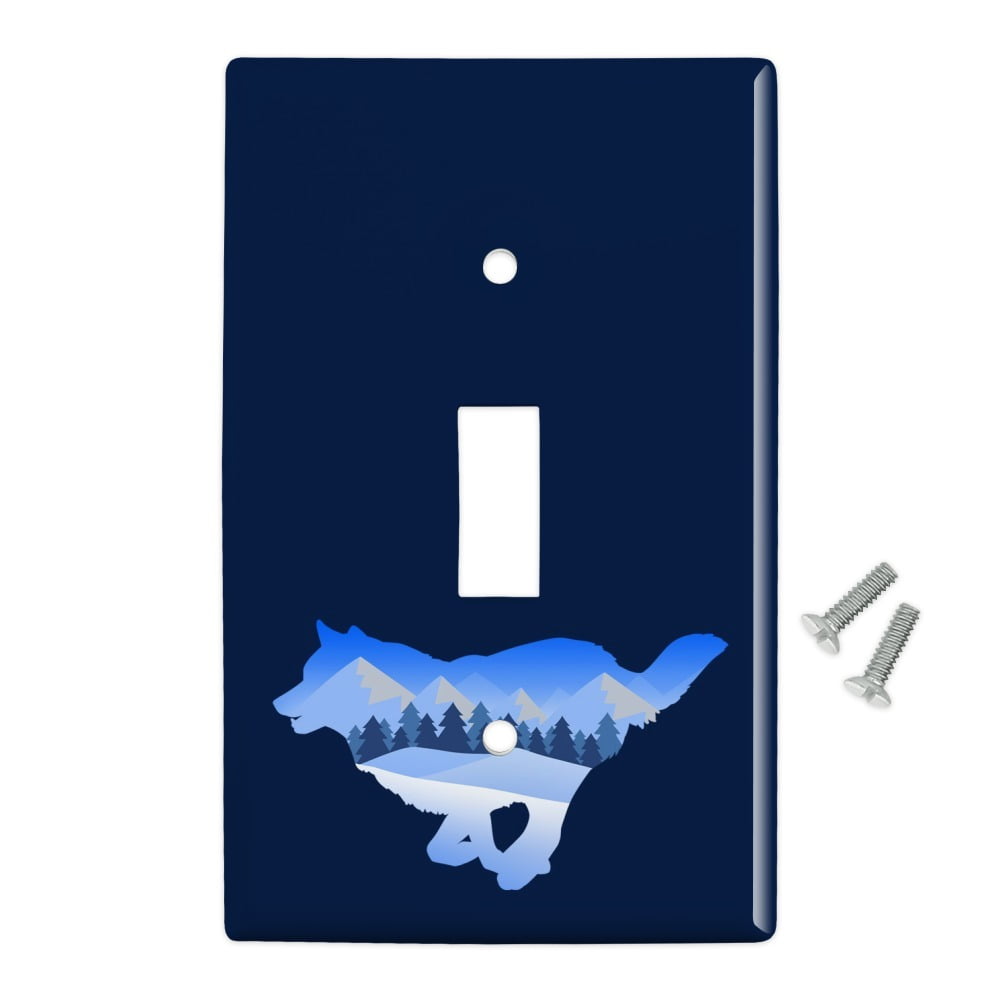 Wolf Silhouette Running Snow Scenery Plastic Wall Decor Toggle Light Switch Plate Cover Walmart Com Walmart Com