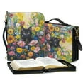 thumbnail image 3 of Kuiaobaty Cat Daisy Pattern Bible Cover for Men Women, PU Leather Bible Carrying Case with Adjustable Shoulder Strap, Waterproof Bible Bags Scripture Bag Church Bag for Bible Study, XL, 3 of 7