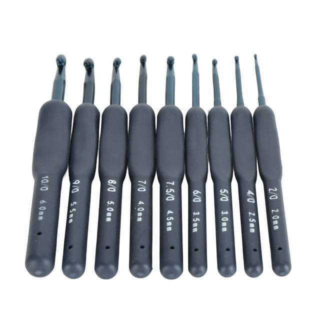 Crochet Hooks Set, Clear Size Soft Grip 9Pcs Smooth Aluminum Lightweight Beginners Crochet Hooks for Knitter for Home Use