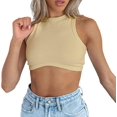 thumbnail image 1 of XINQIHANG Women's Crew Neck Racerback Knit Ribbed Basic Sleeveless Crop Tank Tops, 1 of 5