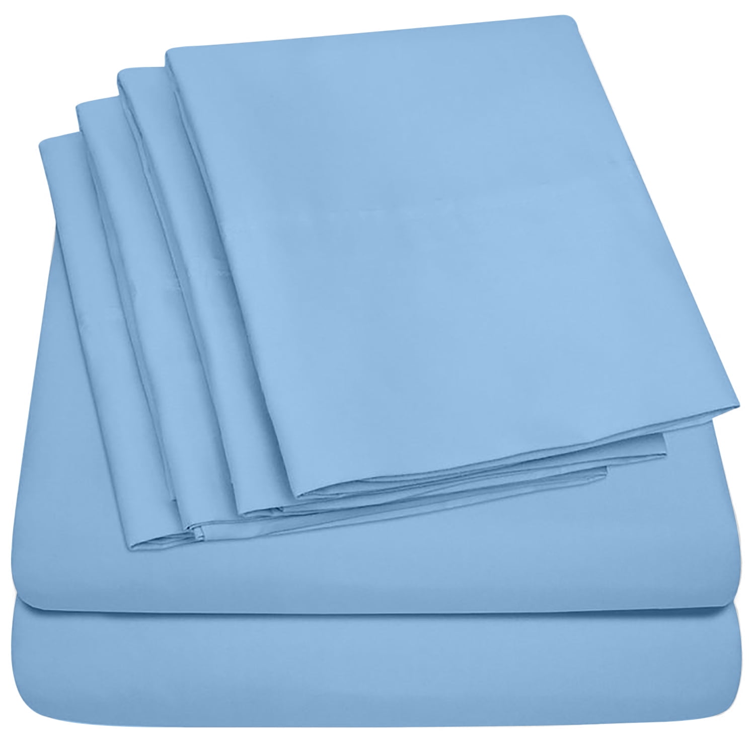 Premium Home Collection Microfiber Soft Cooling Bed Sheet Set - 6 Piece, Full, Sky Blue