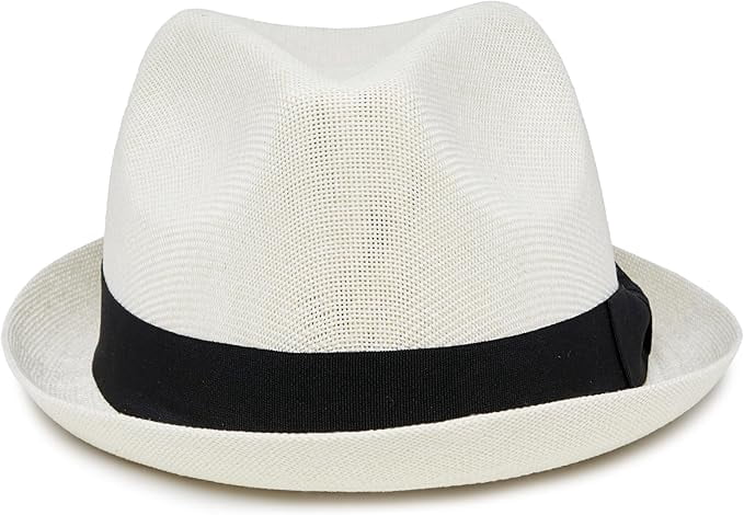 Funky Junque Lightweight Porkpie Fedora Sun Hat - Ivory (Small/Medium)