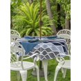 thumbnail image 3 of Outdoor Tablecloth with Umbrella Hole for Patio/Picnic/Party/Camping, Ombre Blue Grey Waterproof Table Cloth Round Cover Washable, Modern Abstract Waves Morocco Striped (Dia 60"), 3 of 8