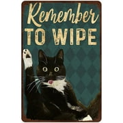 Metal tin sign,Retro Style, Novelty poster,Iron Painting,Tuxedo Cat Lovers Sign, Remember To Wipe Home Decor, Retro Wall Art, Lover Gift, ,Wall Decoration Plaques,Size 8x12 Inches