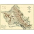 thumbnail image 3 of USGS 18x14 Black Modern Framed Museum Art Print Titled - Oahu Island Hawaii - USGS 1938, 3 of 5