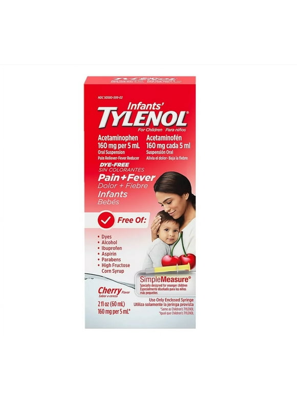 TYLENOL Infants' Acetaminophen Oral Suspension, Cherry Flavor 2 oz (Pack of 2)