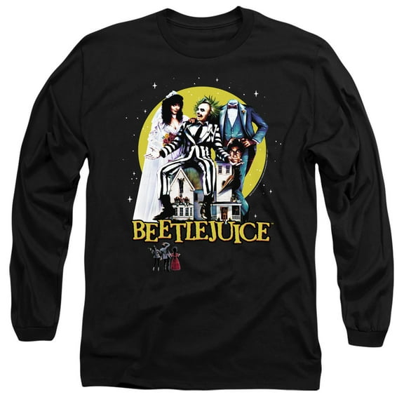 Beetlejuice Poster Revisited Unisex Adult Long-Sleeve T Shirt,Black, 2X-Large