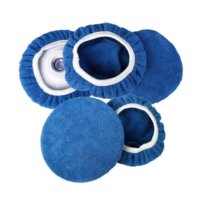5 piezas de funda de encerado para pulido de automóviles, almohadilla de microfibra para capó, almohadilla suave para pulido de automóviles, almohadilla suave para capó (azul oscuro, 9"-10")