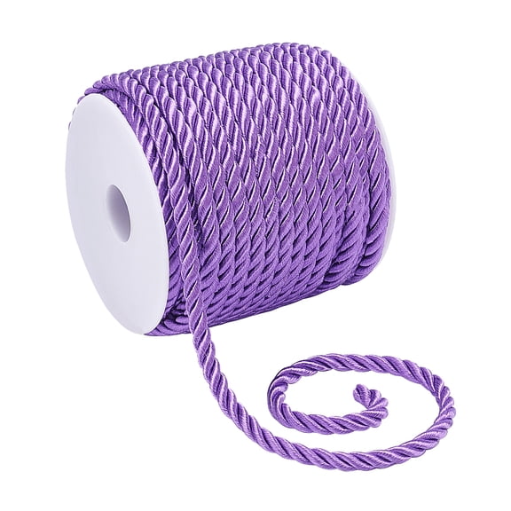 1roll 3-Ply Polyester Cord Twisted Rope for Cord Jewelry Findings Purple 5mm about 18m/roll