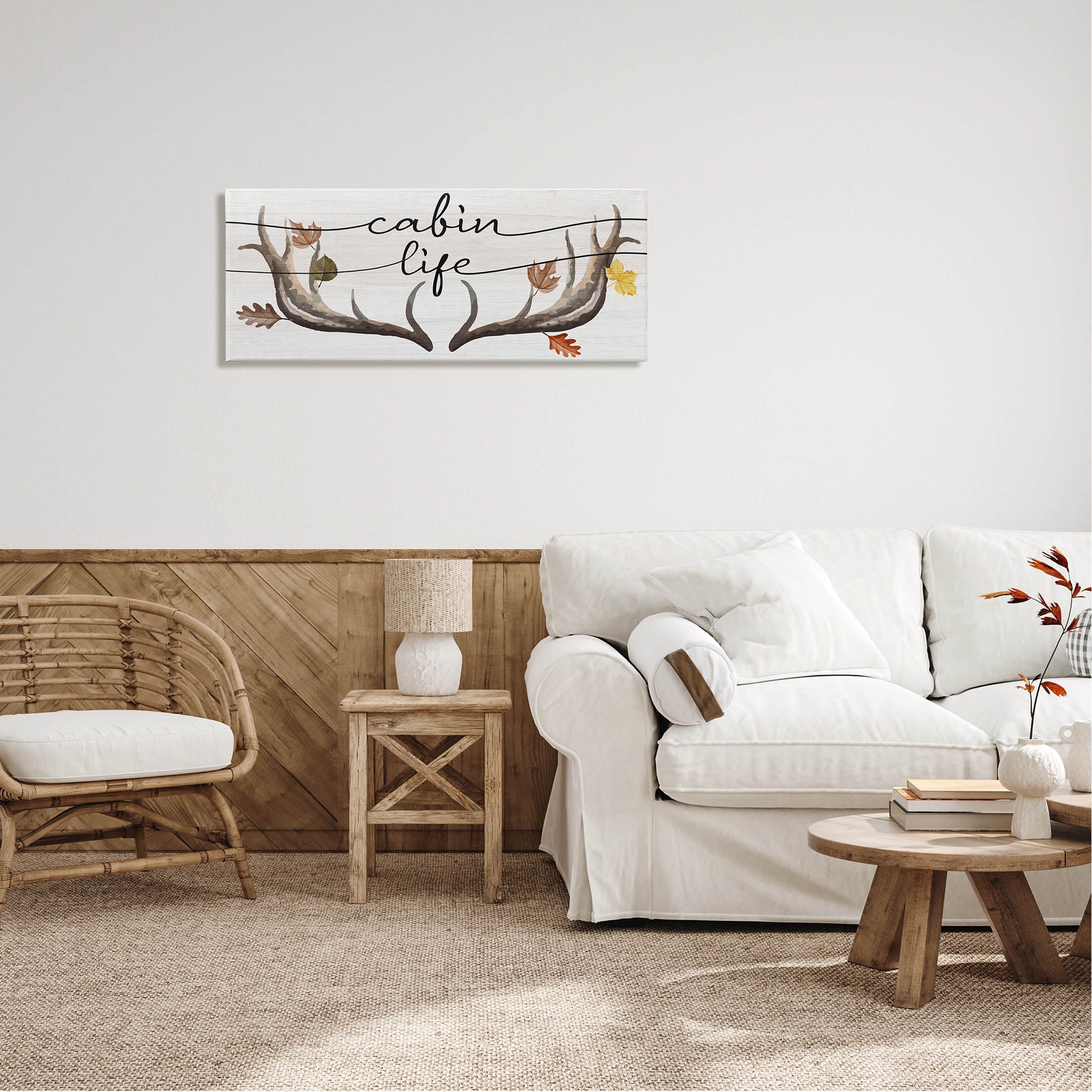 Stupell Industries Cabin Life Autumn Antlers Graphic Art Gallery Wrapped Canvas Print Wall Art, Design by Lil' Rue