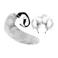 thumbnail image 4 of Faux Tail Fox Furry Fácil De Usar Orejas De Clip Para Mujeres Adolescentes Halloween Blanco Negro Sunnimix orejas de zorro y tai, 4 of 7
