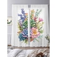 thumbnail image 2 of Spring Floral Succulents Sheer Curtains for Living Room Bedroom Watercolor Botanical Flowers Sheer Curtains 96 Inch Long 2 Panels Set Light Filtering Curtain Window Treatments Drapes for Dining Room, 2 of 6