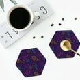 thumbnail image 4 of Lsque Colorful Snake Pattern 4" Drink Coasters Set of 4, PVC Leather Absorbent Coasters, Table Coaster Set Decorative Coffee Cup Coasters Housewarming Gift -Hexagon, 4 of 6