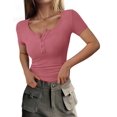 thumbnail image 1 of Remera PRETTYGARDEN Mujer Otoño-Verano 2025 con Cuello Henley Acanalado, 1 of 9