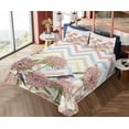 thumbnail image 4 of Ambesonne Floral Fitted & Top Sheet Set with Shams, Zigzags Flowers and Birds, Multicolor, 4 of 5