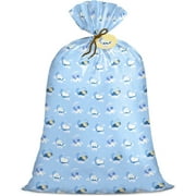 Loveinside Jumbo Large Plastic Gift Bag, Baby Boy Design Plastic Bag with Tag and Tie for Birthday, Baby Shower - 56" x 36", 1 Pcs - Blue Sleepy Bear