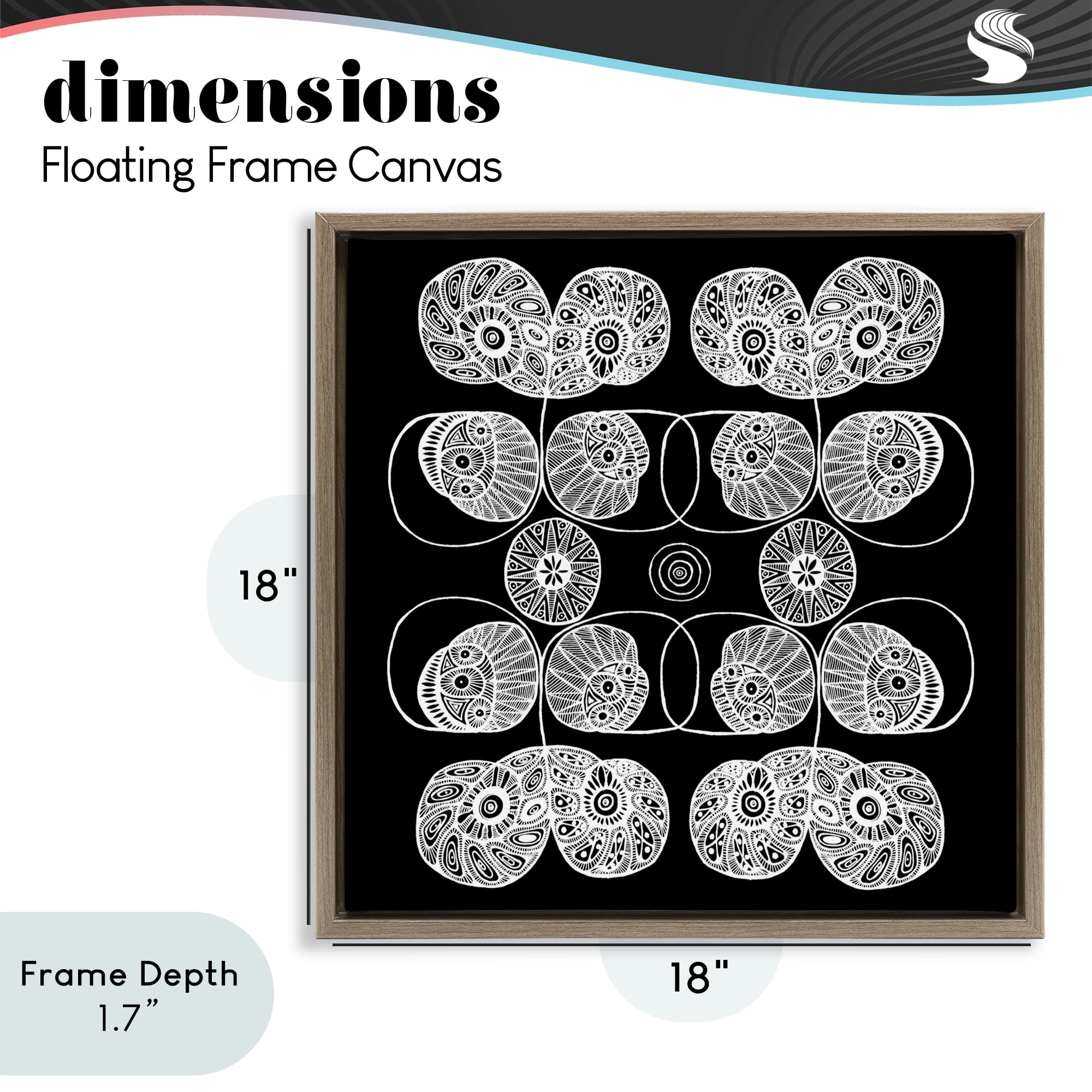 Stupell Industries Detailed Rounded Elementals Brown Framed Floater Canvas Wall Art, design by El Perkin
