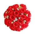 thumbnail image 1 of Fridja 18Head Artificial Silk Roses Flowers Bridal Bouquet Rose Home Wedding Decor D, 1 of 3