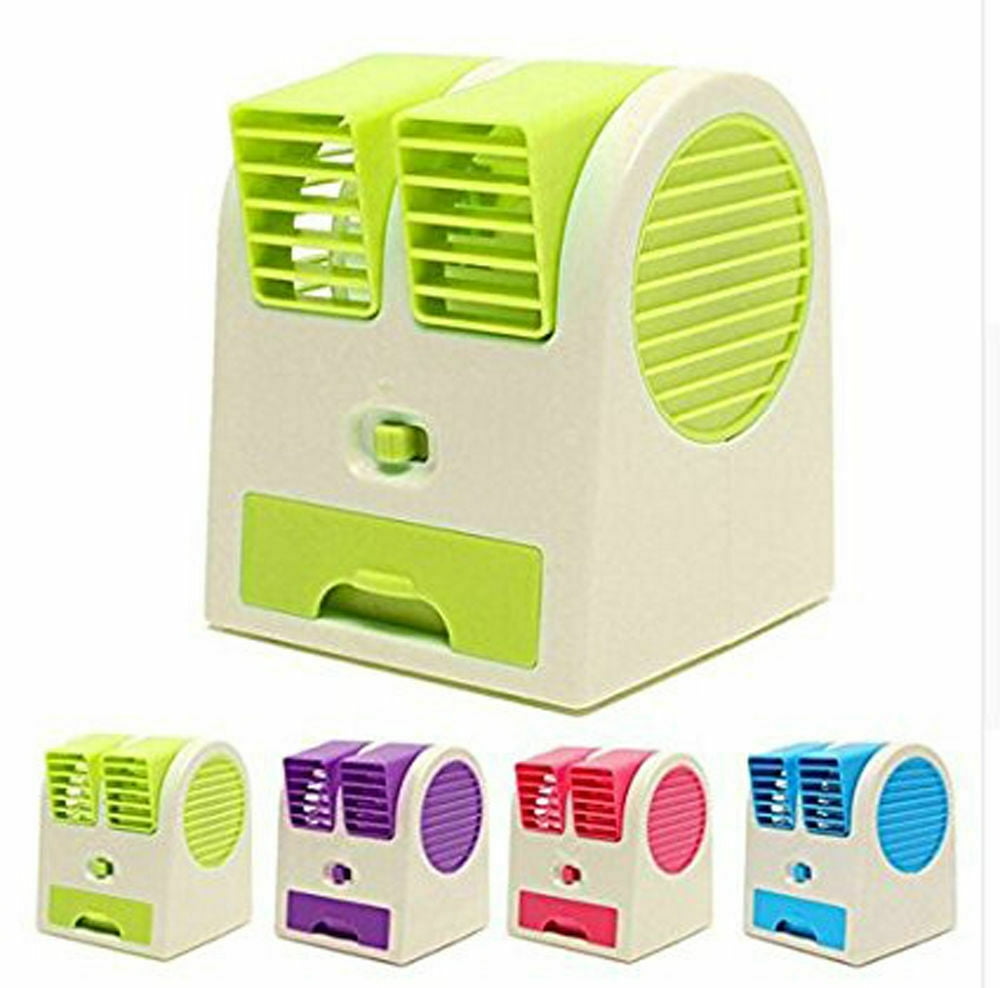 Mini Small Fan Cooling Portable Desktop Dual Bladeless Air Conditioner USB Green 