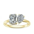 thumbnail image 1 of 1.00 Carat Excellent Emerald & Pear Cut Real Diamond New Design Two Stone Ring for Wedding Solid 18K Yellow Gold Size 11, 1 of 1