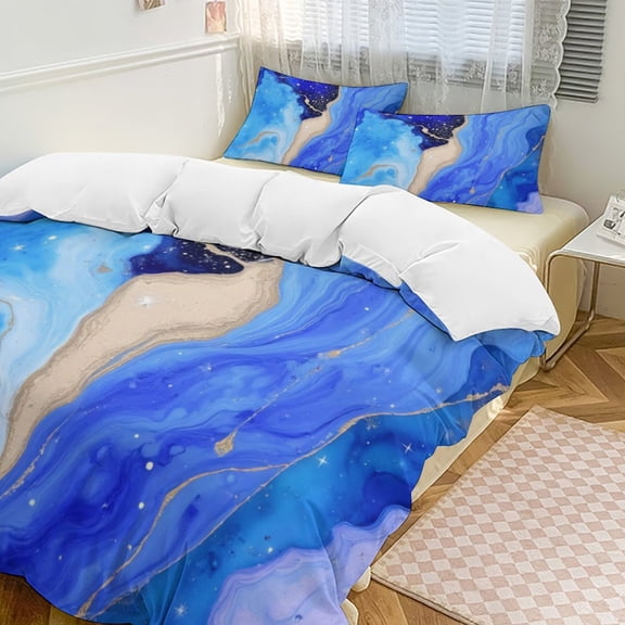 Galaxy Marble Print-1 Bedding Set Couple Bedclothes Pillowcase Customized Home Textiles Bed Set for Bedroom Decoration
