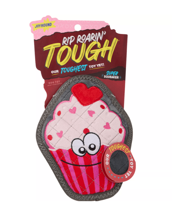 Joyhound Valentine Dog Toy Rip Roarin' Tough Plush Cupcake Holiday Squeaker Dog Toy - Aggressive Chewers