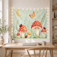 thumbnail image 5 of Red Cap Mushrooms & Butterfly on Teal Dot Background, Whimsical Watercolor for Fairy Garden Lovers, Nature Wall Art, Birthday Gift, Tapestry Wall Hanging for Bedroom and Living Room, 5 of 7