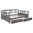 thumbnail image 4 of Full Size Daybed Frame with 2 Drawers, Wooden Sofa Bed for Bedroom Living Room, Wood Low Platform Bed with Storage Drawers, Dual-use Bedroom Furniture, No Box Spring Needed, Gray, 4 of 7