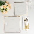 thumbnail image 6 of Balsa Circle 10 Concave Clear 10" Square Disposable Salad Dinner Plastic Plates Gold Trim Party Events Decorations, 6 of 8