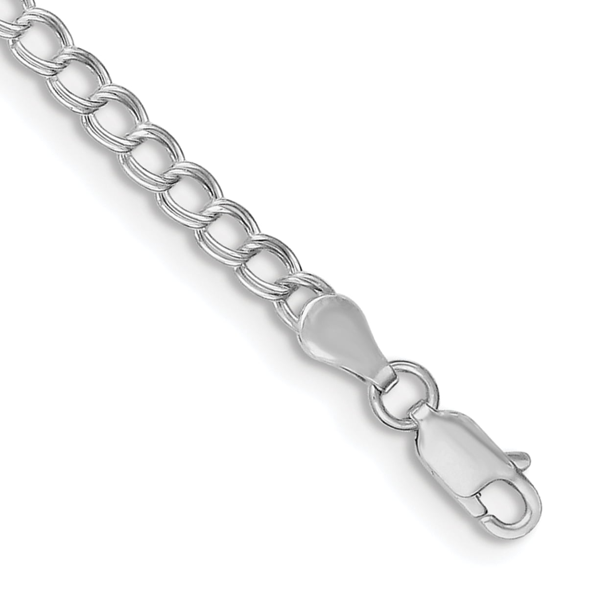 925 Sterling Silver 3.5mm Double Link Charm Bracelet 6 Inch Fine