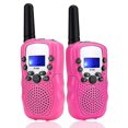 thumbnail image 1 of Walkie Talkie para niños, walkie talkie de largo alcance, juguetes de regalo para niños de 4 a 12 años, para acampar, aventuras de espionaje al aire libre (1 par, rosa), 1 of 5