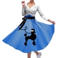 thumbnail image 4 of Robes pour Femmes 1950 Caniche Manches Courtes Col en V Mode Longues Longueurs Grande Taille Robe Bleue L, 4 of 4