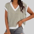 thumbnail image 2 of Busydd Womens Sweaters Trendy Striped Sleeveless Sweater Vest for Women Casual Comfy V Neck Knit Pullover Womens Sweater S, 2 of 6