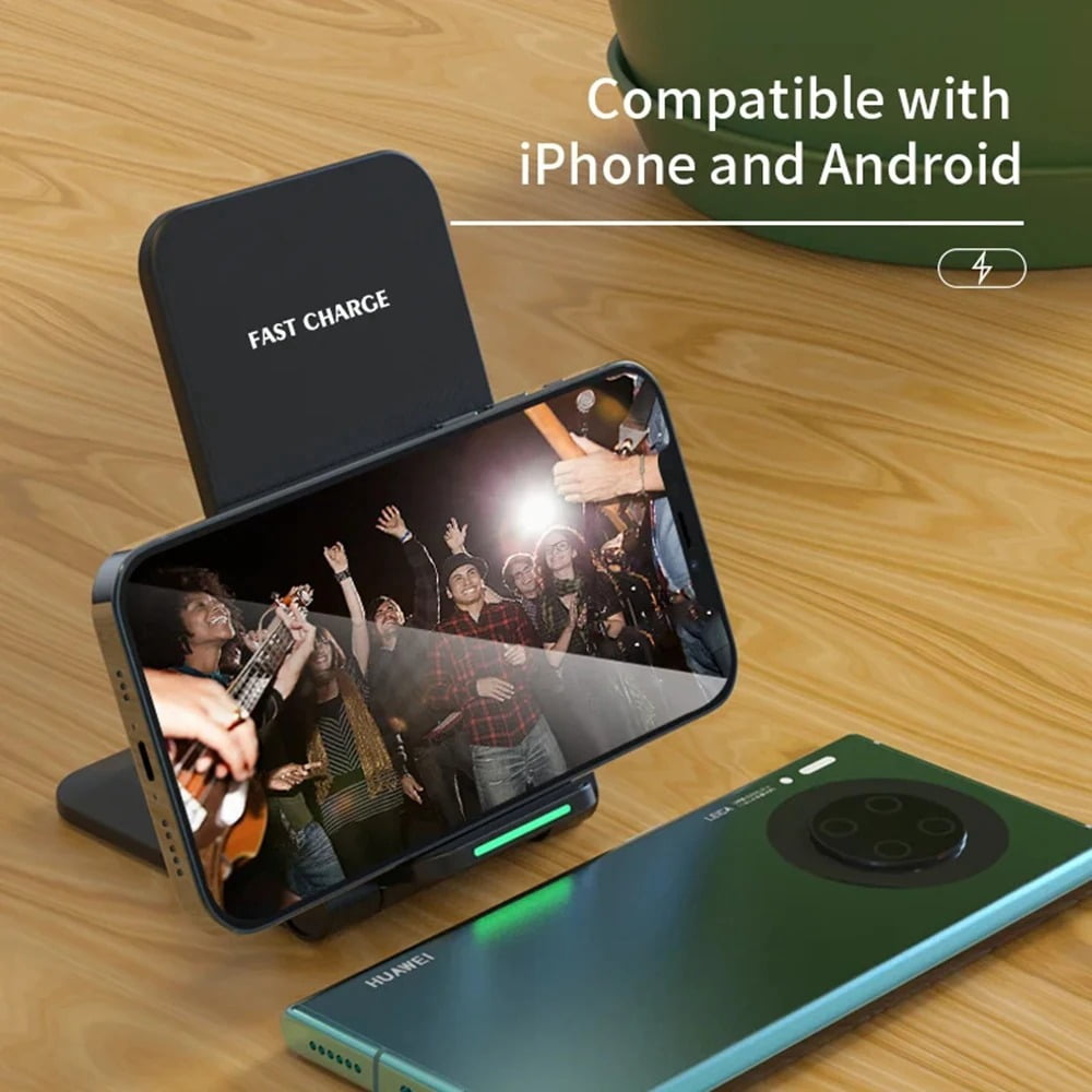 2‑Pack Wireless Fast Charger Stand Dock Cradle Universal Qi Charging Pad Compatible with iPhone Samsung Galaxy Android Phones Desk Mount USB‑C Power Delivery
