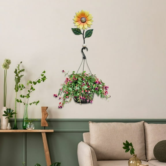 Vacemry Under $5 Wall Mounted Hook Rack, Sunflower Metal Coat Hanger for Keys Jackets, Decorative Flower Shape Wall Art for Bedroom Living Room Kitchen, Heavy Duty Iron Construction Home Organization
