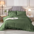 thumbnail image 5 of DNG Creations 1 Piece Vintage Ruffle Pattern Comforter Set Premium Ultra Soft 550 GSM All Season ( Twin/Twin XL Size ) 100% Egyptian Cotton Solid Moss Colour, 5 of 8