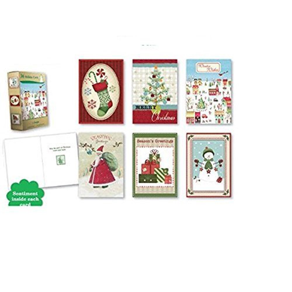 Christmas Holiday Boxed Cards Xmas Box Set Assorted Economical Cards 36 Count - Walmart.com