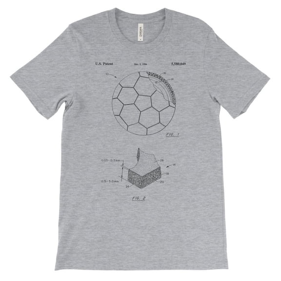 Mighty Circus Soccer Ball Patent T-Shirt - Gray, Double Extra Large