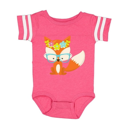 

Inktastic Hipster Fox Fox With Glasses Flowers Gift Baby Boy or Baby Girl Bodysuit