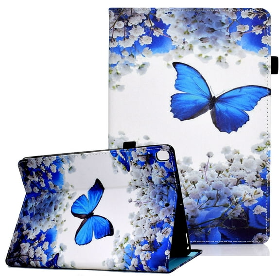Allytech Cover for Galaxy Tab S5e SM-T720/SM-T725 2019 Release 10.5 inch, Multi-Viewing Angles Fold Smart Auto Sleep Wake Wallet Case with Pencil Slot for Samsung Galaxy S5e T720/T725, Blue Butterfly